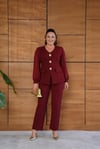Çiçek Broş Detaylı Takım Bordo