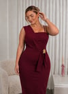 Çiçek Broşlu Elbise Bordo 2515B