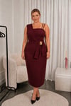 Çiçek Broşlu Elbise Bordo 2515B