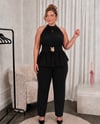 Çiçek Broşlu Takım Siyah 2522
