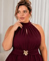 Halter Yaka Çiçek Broşlu Takım Bordo 2522B