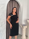 Omzu Saten Detaylı Elbise