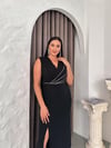 Taş Şerit Detaylı Sıfır Kol Elbise