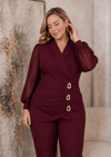 Üç Broş Detaylı Takım Bordo 2529B