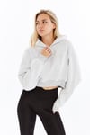 Kadın Gri Kapüşonlu Içi Pamuklu Oversize Basic Sweatshirt