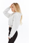Kadın Gri Kapüşonlu Içi Pamuklu Oversize Basic Sweatshirt