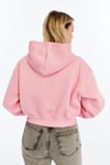 Kadın Pembe Kapüşonlu Içi Pamuklu Oversize Basic Sweatshirt