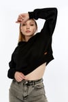 Kadın Siyah Kapüşonlu Içi Pamuklu Oversize Basic Sweatshirt
