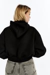 Kadın Siyah Kapüşonlu Içi Pamuklu Oversize Basic Sweatshirt
