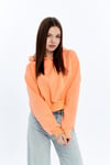 Kadın Somon Kapüşonlu Içi Pamuklu Oversize Basic Sweatshirt