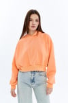 Kadın Somon Kapüşonlu Içi Pamuklu Oversize Basic Sweatshirt