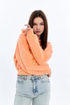 Kadın Somon Kapüşonlu Içi Pamuklu Oversize Basic Sweatshirt