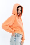 Kadın Somon Kapüşonlu Içi Pamuklu Oversize Basic Sweatshirt