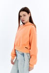 Kadın Somon Kapüşonlu Içi Pamuklu Oversize Basic Sweatshirt