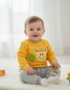 Erkek Bebek TakımErkek Bebek Tenis Temalı Smiley Nakışlı Alt & Üst Takım Sarı