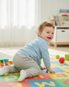 Erkek Bebek TakımErkek Bebek Tenis Temalı Smiley Nakışlı Alt & Üst Takım Açık Mavi