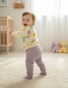 Kız Bebek Gülen Yüz ve Çiçek Desenli Mor Alt & Üst Takım