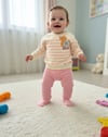 Kız Bebek Sevimli Tilki Figürlü Çizgili Alt & Üst Takım Pembe