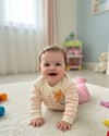 Kız Bebek Sevimli Tilki Figürlü Çizgili Alt & Üst Takım Pembe