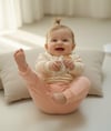 Kız Bebek Sevimli Tilki Figürlü Çizgili Alt  & Üst Takım Pudra
