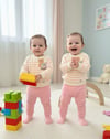 Kız Bebek Sevimli Tilki Figürlü Çizgili Alt & Üst Takım Pembe