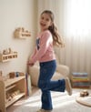 Kız Çocuk TakımKız Çocuk İkili Takım - Taşlı Fiyonk Detaylı Sweatshirt ve Taşlı Pantolon Pembe