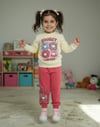 Kız Çocuk Sweet Labubu Baskılı Koyu Pembe Alt Üst Takım