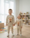 Labubu Figürlü Erkek Çocuk Alt & Üst Takım Bej