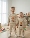 Labubu Figürlü Erkek Çocuk Alt & Üst Takım Bej