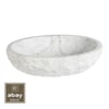 Beyaz Mermer Doğal Patlatma Oval Mini Lavabo