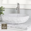 Beyaz Mermer Doğal Patlatma Oval Mini Lavabo