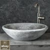Mermer LavaboGümüş Traverten Rustik Oval Lavabo