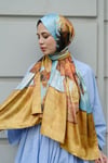 Ayçiçeği Sanat Desenli Çift Taraflı Twill Şal