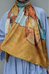 Ayçiçeği Sanat Desenli Çift Taraflı Twill Şal