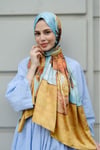 Ayçiçeği Sanat Desenli Çift Taraflı Twill Şal