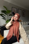 C Desen Pamuk İpek Şal Taba