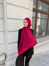 C Desen Yakma Şal-Kırmızı