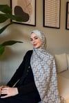 C Desen Yün Pamuk Şal-Gri