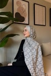 C Desen Yün Pamuk Şal-Gri