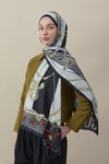 Chain Garden Vual İpek Şal Siyah-Beyaz