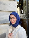 Çift Kat Tül Eşarp-Saks Mavisi