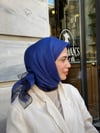 Çift Kat Tül Eşarp-Saks Mavisi