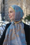 Çizgili İthal İpek Vual Şal-Sarı