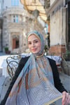 Çizgili İthal İpek Vual Şal-Sarı