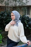 D Desen Twill İpek Eşarp-Mavi