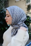 D Desen Twill İpek Eşarp-Mavi