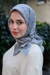 D Desen Twill İpek Eşarp-Mavi