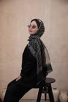 D Model Yün İpek Organze Şal Siyah