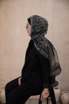 D Model Yün İpek Organze Şal Siyah