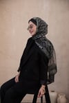 D Model Yün İpek Organze Şal Siyah